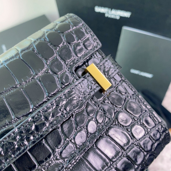 Y*L manhattan clutch in crocodile-embossed leather