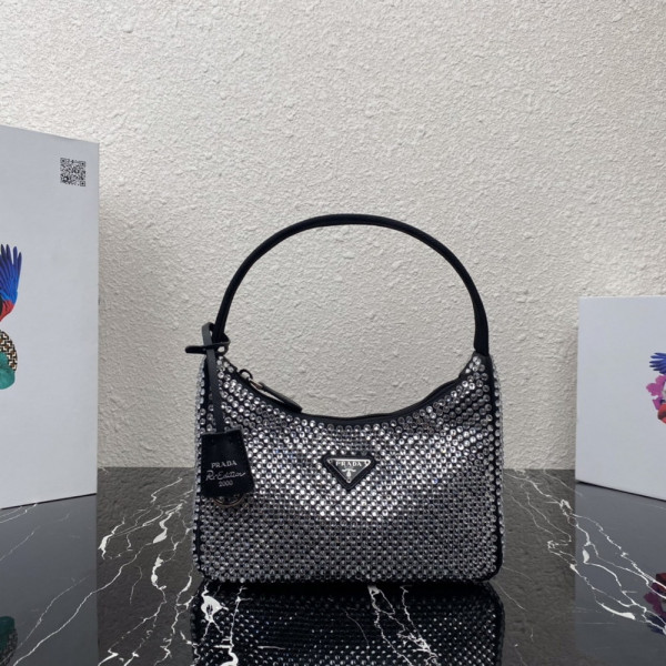Pra*a satin mini-bag with artificial crystals