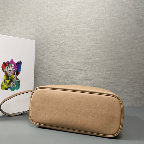 Pra*a buckle leather handbag with double belt-35*25*14cm