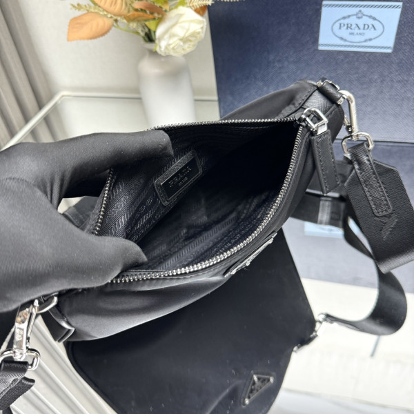 Pra*a re-nylon and saffiano leather shoulder bag